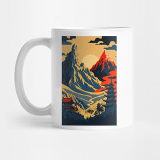 waterfall ukiyo-e style Mug